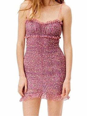 Nwot For Love and Lemons Nadia Floral Slip Dress Mini Ruffle Womens size S